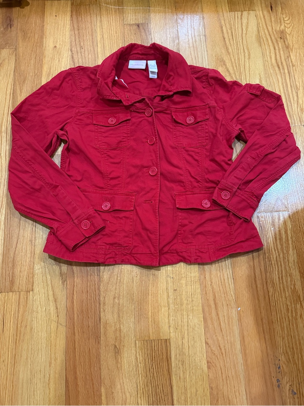 Liz Claiborne Vintage Red Button Up Utility Barn Jacket Size Large